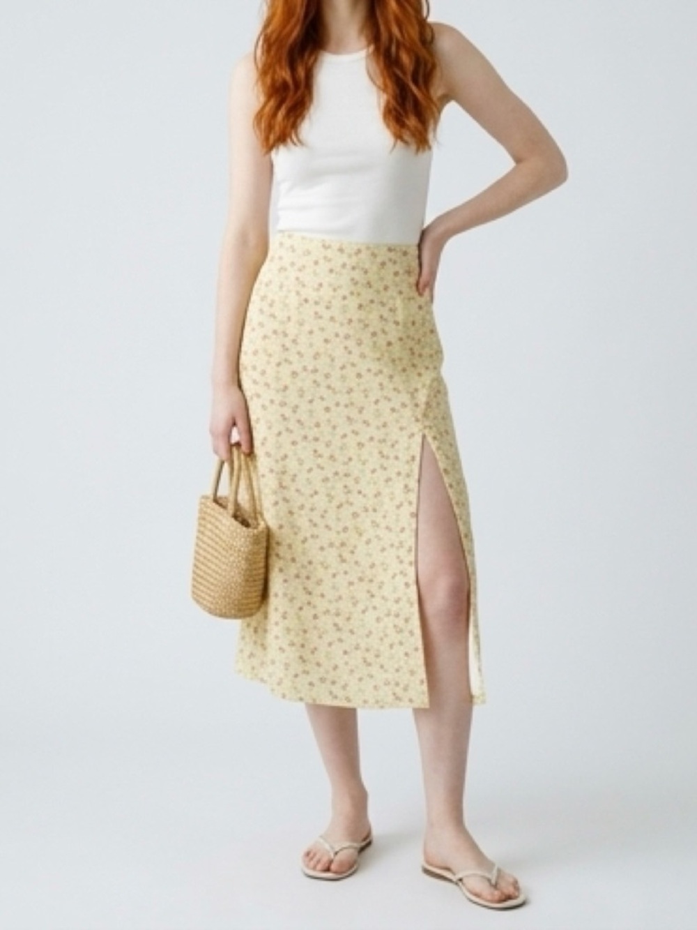 Princess Polly floral midi skirt size 0 UK 4 💛 slit summer skirt